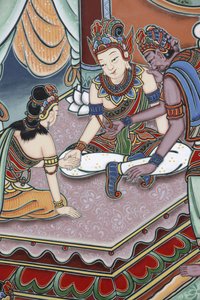 Leben des Buddha. Als der Junge das Alter von 16 Jahren erreichte, arrangierte sein Vater seine Ehe mit Ya von Unbekannt