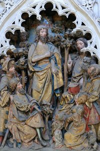 Leben von St. Johannes dem Täufer: "St. Johannes der Täufer zeigt den Ring Gottes." Hochrelief des nördlichen Endes des Nordchors (1531). Kathedrale von Amiens, Amiens, Frankreich von Unbekannt