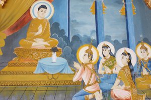 Leben des Buddha, Lehre des Dharma an seine Familie, Siem Reap, Kambodscha von Unbekannt