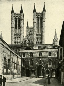 Lincoln Kathedrale und das Exchequer Gate, um 1948