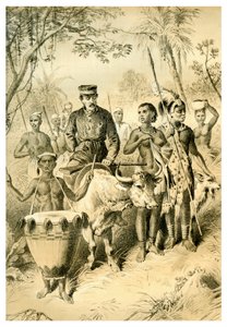 Livingstone, geschwächt durch Fieber, eskortiert nach Shintes Stadt, ca. 1854, 1883