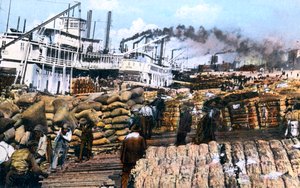 Baumwolle auf ein Schiff laden, Memphis, Tennessee, USA, um 1900er Jahre von Unbekannt
