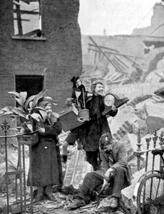 Londoner obdachlos durch einen deutschen Luftangriff während des Blitzes, Zweiter Weltkrieg, Oktober 1940