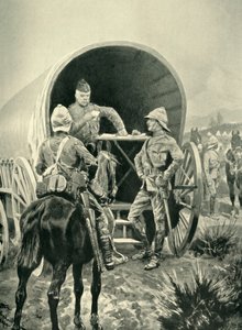Lord Roberts schreibt Depeschen im Transportwagen, in dem er schlief, 1901