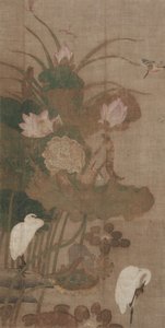 Lotusblumen, Insekten und Vögel, 1800er