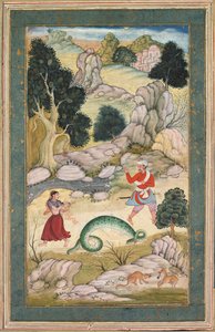 Liebende trennen sich, Seite aus einem Fabelbuch, ca. 1590-95