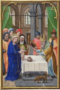 Die Darstellung im Tempel, aus einem Gebetbuch, frühes 16. Jahrhundert