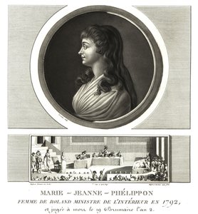 Madame Roland oder Marie-Jeanne Phelippon (1754-1793), Girondistin, zusammen mit ihrem Ehemann Jean-Marie Roland de la Platiere von Unbekannt