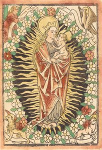 Madonna und Kind in einem Rosenkranz