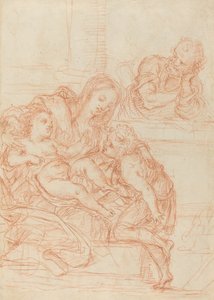 Madonna mit Kind und den Heiligen Johannes und Joseph [recto], 17. Jahrhundert von Unbekannt