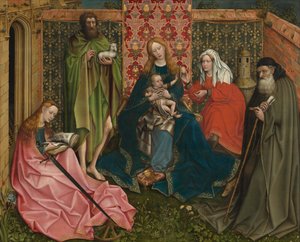 Madonna und Kind mit Heiligen im umschlossenen Garten von Unbekannt