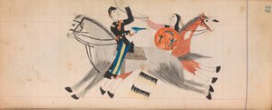Maffet Ledger: Indianer und Soldat zu Pferd, ca. 1874-81 von Unbekannt