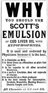 Magazinwerbung für Scotts Emulsion aus Lebertran, 1890 von Unbekannt