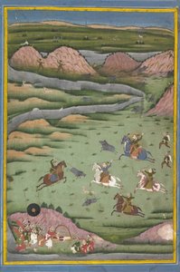 Maharana Amar Singh II oder Sangram Singh auf Wildschweinjagd, 19. Jahrhundert von Unbekannt