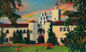 Haupteingang. Verwaltungsgebäude, Staatsuniversität. San Diego, Kalifornien, um 1941 von Unbekannt