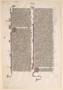 Manuskriptseite aus einer Bibel, ca. 1280-1300 von Unbekannt