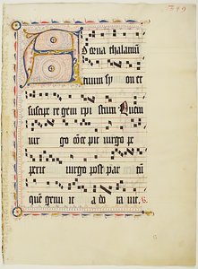 Manuskriptblatt mit Initiale A, aus einem Antiphonar von Unbekannt