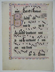 Manuskriptblatt mit Initiale B, aus einem Antiphonar, Deutsch, zweites Viertel des 15. Jahrhunderts von Unbekannt