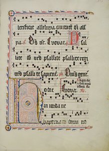 Manuskriptblatt mit Initiale H, aus einem Antiphonar, Deutsch, zweites Viertel des 15. Jahrhunderts von Unbekannt