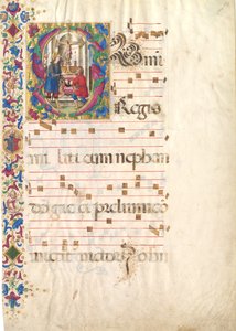 Manuskriptblatt mit dem heiligen Johannes Gualbert in einem Initial S, aus einem Antiphonar, frühes 16. Jahrhundert von Unbekannt