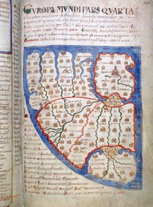 Karte von Europa, eine Seite aus Liber Floridus, 12. Jahrhundert von Unbekannt