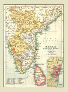 Karte von Madras, Hyderabad, Mysore, Coorg und Ceylon von Unbekannt