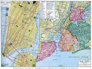 Karte von New York City, USA, ca. 1930er Jahre von Unbekannt