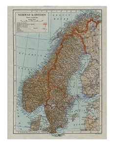 Karte von Norwegen und Schweden von Unbekannt