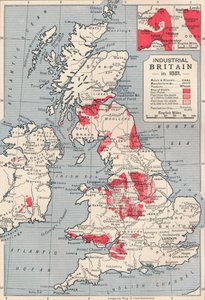 Karte des industriellen Britanniens im Jahr 1881, 1906