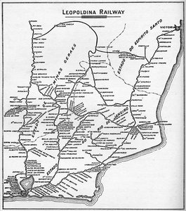 Karte des Leopoldina-Eisenbahnsystems, 1914 von Unbekannt