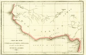 Karte der Verläufe des Niger, Senegal und Gambia in Westafrika