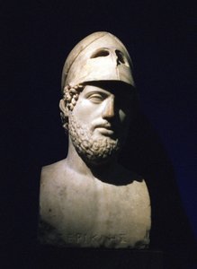 Marmorporträtbüste von Perikles (Perikles) athenischer Staatsmann (ca. 490-429 v. Chr.). Römisch 2. Jahrhundert v. Chr. (Skulptur soll aus der Villa Hadrians in Tivoli, Latium, Italien stammen)