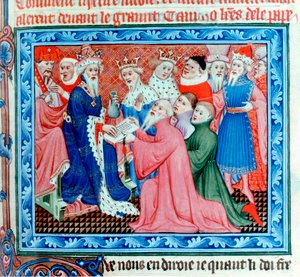 Marco Polo, venezianischer Reisender und Kaufmann trifft Kublai Khan, 13. Jahrhundert von Unbekannt