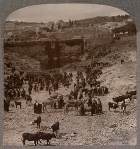Markttag am Teich von Gihon, ca. 1900 von Unbekannt