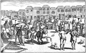Markt in Goa, Indien, 1599