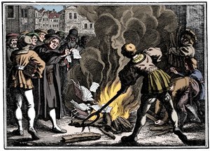 Martin Luther verbrennt die päpstliche Bulle