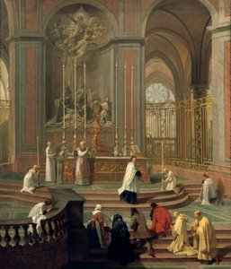 Messe gelesen vom Kanoniker de la Porte, oder der Hauptaltar von Notre Dame, Paris, 1708-1710 von Unbekannt