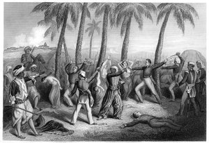 Massaker an englischen Offizieren und ihren Frauen in Jhansi, 1857, ca. 1860