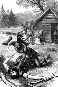 Massaker an Siedlern durch amerikanische Ureinwohner, 17. Jahrhundert, ca. 1880 von Unbekannt