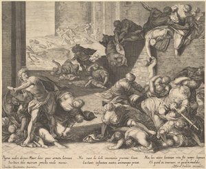 Massaker der Unschuldigen, reduzierte und umgekehrte Kopie nach Aegidius Sadeler, 1600-1629 von Unbekannt