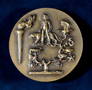 Medaille zur Erinnerung an Jean Baptiste de Monet, Chevalier de Lamarck, französischer Biologe, 20. Jahrhundert