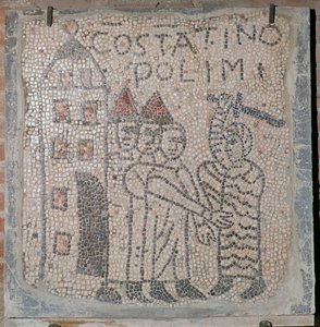 Mittelalterliches Mosaik der Plünderung von Konstantinopel, 5. Jahrhundert von Unbekannt