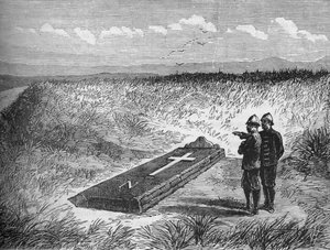 Gedenkstein an der Stelle, wo Prinz Louis Napoleon getötet wurde, um 1880