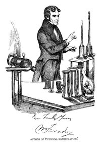Michael Faraday hält einen Vortrag an der Royal Institution, London, um 1835 von Unbekannt