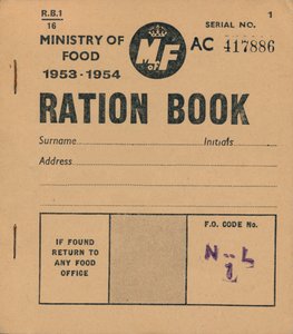 Lebensmittelrationierungsbuch des Ministeriums für Ernährung, 1953-1954
