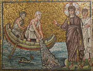 Wunderbarer Fischfang, byzantinisch, frühes 20. Jahrhundert, Original aus dem frühen 6. Jahrhundert von Unbekannt