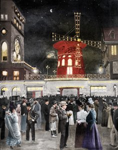 Montmartre amüsiert sich, Der Ausgang des Moulin Rouge, 1900 von Unbekannt