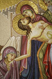 Mosaik des Todes Christi in der Grabeskirche, Jerusalem, Israel