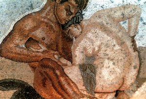 Mosaik eines Satyrs und einer Nymphe, Haus des Fauns, Pompeji, Italien von Unbekannt