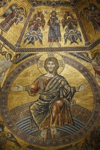 Mosaiken, die das Baptisterium im Dom von Florenz bedecken. Jesus Christus, Florenz, Italien